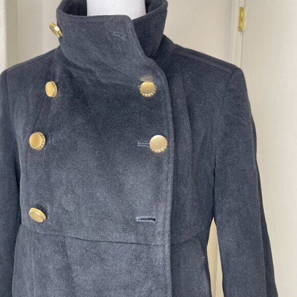 Marciano Wool Peacoat Lined Button Black Winter Coat Jacket Med Preppy - Picture 2 of 7